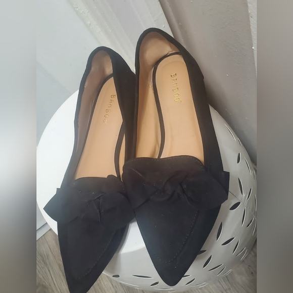 🌴Bamboo Justify-50 Bow Black Faux Suede Slip On Flats Size 10✌️ - Picture 9 of 14
